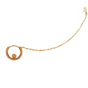 Цвета меди, коричневое и золотое медное индийское кольцо в нос со стразами, перламутровыми бусинками