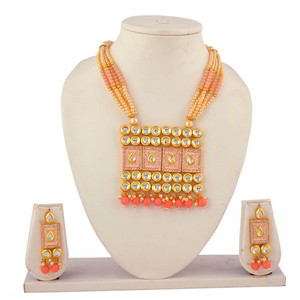 Цвета меди и золотой медный индийский кулон на шею с искусственными камнями