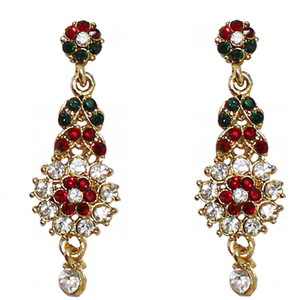 Зелёное и золотое индийское украшение на шею со стразами