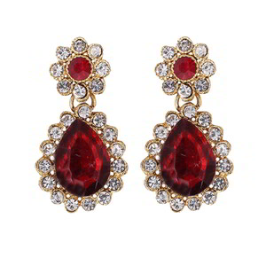 Бордовое, золотое и красное индийское украшение на шею со стразами