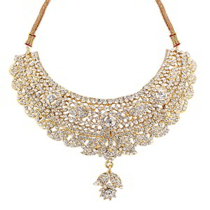 Молочное и золотое индийское украшение на шею