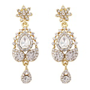 Молочное и золотое индийское украшение на шею со стразами