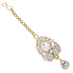 Молочное и золотое индийское украшение на шею со стразами