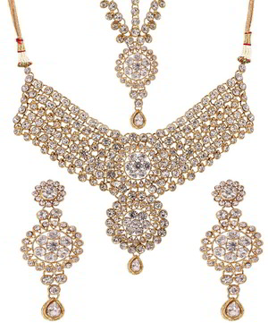 Молочное и золотое индийское украшение на шею со стразами, искусственными камнями