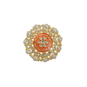 Золотое латунное женское индийское кольцо с искусственными камнями