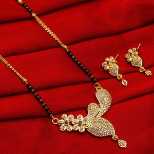 Золотое и серое индийское свадебное украшение (мангалсутра) со стразами