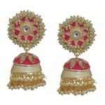 *Золотые латунные индийские серьги с искусственными камнями, перламутровыми бусинками