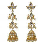 *Золотые индийские серьги из латуни со стразами, искусственными камнями