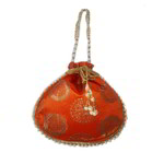 *Оранжевая шёлковая сумочка-мешочек