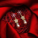 *Серебристые и золотые индийские серьги со стразами, перламутровыми бусинками