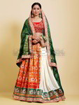 *Оранжевый и белый шёлковый индийский женский свадебный костюм лехенга (ленга) чоли