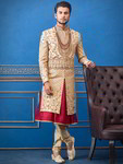 *Бежевый шёлковый индийский свадебный мужской костюм