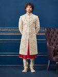 *Кремовый шёлковый индийский свадебный мужской костюм