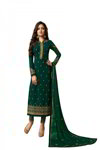 *Зелёное нарядное платье / костюм из креп-жоржета, украшенное вышивкой