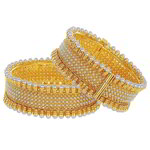 Позолоченные индийские браслеты с белыми перламутровыми бусинками