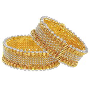 Позолоченные индийские браслеты с белыми перламутровыми бусинками