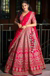 Розовый национальный индийский женский свадебный костюм лехенга (ленга) чоли, украшенный вышивкой с пайетками