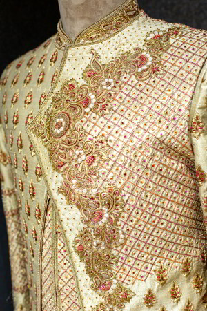 Двухцветный национальный индийский свадебный мужской костюм-тройка