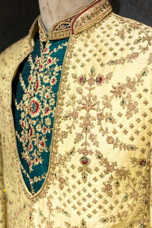 Двухцветный национальный индийский свадебный мужской костюм-тройка