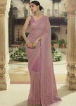 *Фиолетовое красивое индийское сари из фатина
