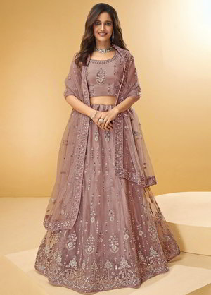 Розовый индийский женский свадебный костюм лехенга (ленга) чоли из фатина, украшенный вышивкой люрексом со стразами, кусочками зеркалец