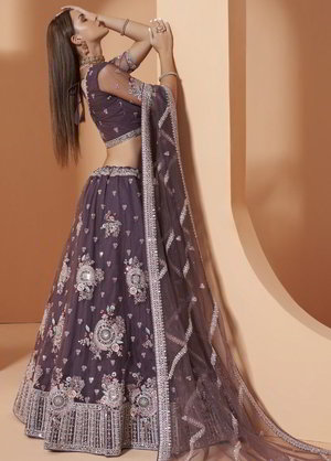 Индийский женский свадебный костюм лехенга (ленга) чоли из фатина, украшенный вышивкой люрексом со стразами, кусочками зеркалец