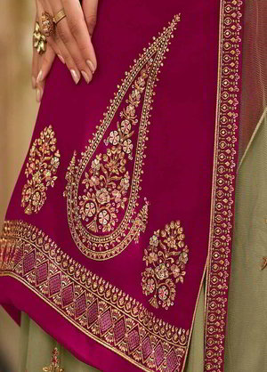 Пурпурный индийский женский свадебный костюм лехенга (ленга) чоли из креп-жоржета, украшенный вышивкой люрексом с пайетками