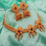 *Бордовое, золотое и красное индийское украшение на шею со стразами