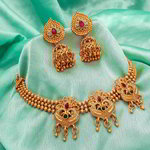 *Бордовое, золотое и красное индийское украшение на шею со стразами