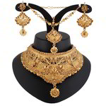 *Бежевое, коричневое и золотое индийское украшение на шею со стразами