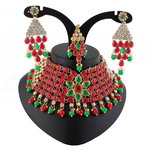 *Разноцветное и золотое индийское украшение на шею со стразами