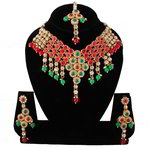 *Разноцветное и золотое индийское украшение на шею со стразами