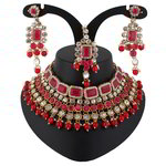 *Бордовое, золотое и красное индийское украшение на шею со стразами