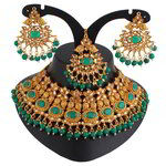 *Золотое и синее индийское украшение на шею со стразами