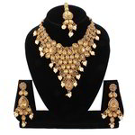 *Бежевое, коричневое и золотое индийское украшение на шею со стразами