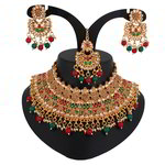 *Разноцветное и золотое индийское украшение на шею со стразами