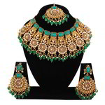 *Золотое и синее индийское украшение на шею со стразами