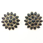 *Чёрные, золотые и серые индийские серьги со стразами