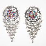 *Серебристые индийские серьги с бисером