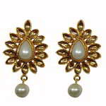 *Золотые латунные индийские серьги с перламутровыми бусинками