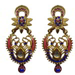 *Разноцветные и золотые латунные индийские серьги с перламутровыми бусинками