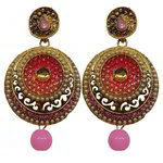 *Золотые и розовые латунные индийские серьги с перламутровыми бусинками