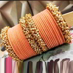 *Золотой и розовый индийский браслет со стразами, перламутровыми бусинками