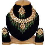 *Зелёное и золотое индийское украшение на шею с бисером