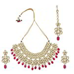 *Золотое и розовое индийское украшение на шею со стразами