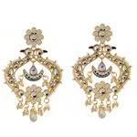*Молочные и золотые латунные индийские серьги с искусственными камнями