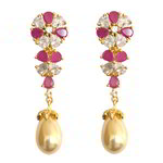 *Золотые и розовые латунные индийские серьги со стразами