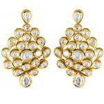 *Молочные и золотые индийские серьги с искусственными камнями