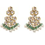 *Зелёные и золотые индийские серьги с искусственными камнями