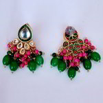 *Разноцветные и золотые индийские серьги с искусственными камнями